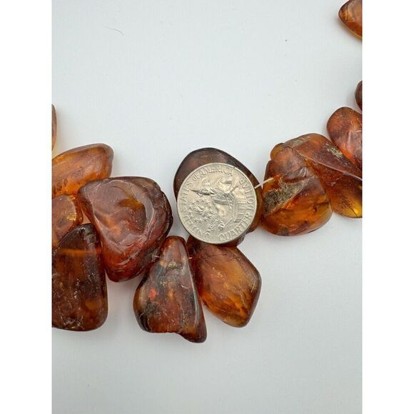 Antique Baltic Amber Cognac X Large Nuggets 30” Necklace Natural Raw 223g .925 - Picture 6 of 16